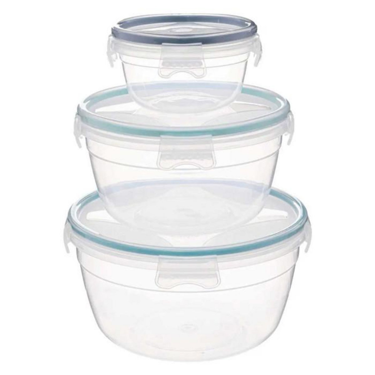 FIVE Lot de 3 Boîtes de Conservation Rondes  Clipeat  18cm Bleu