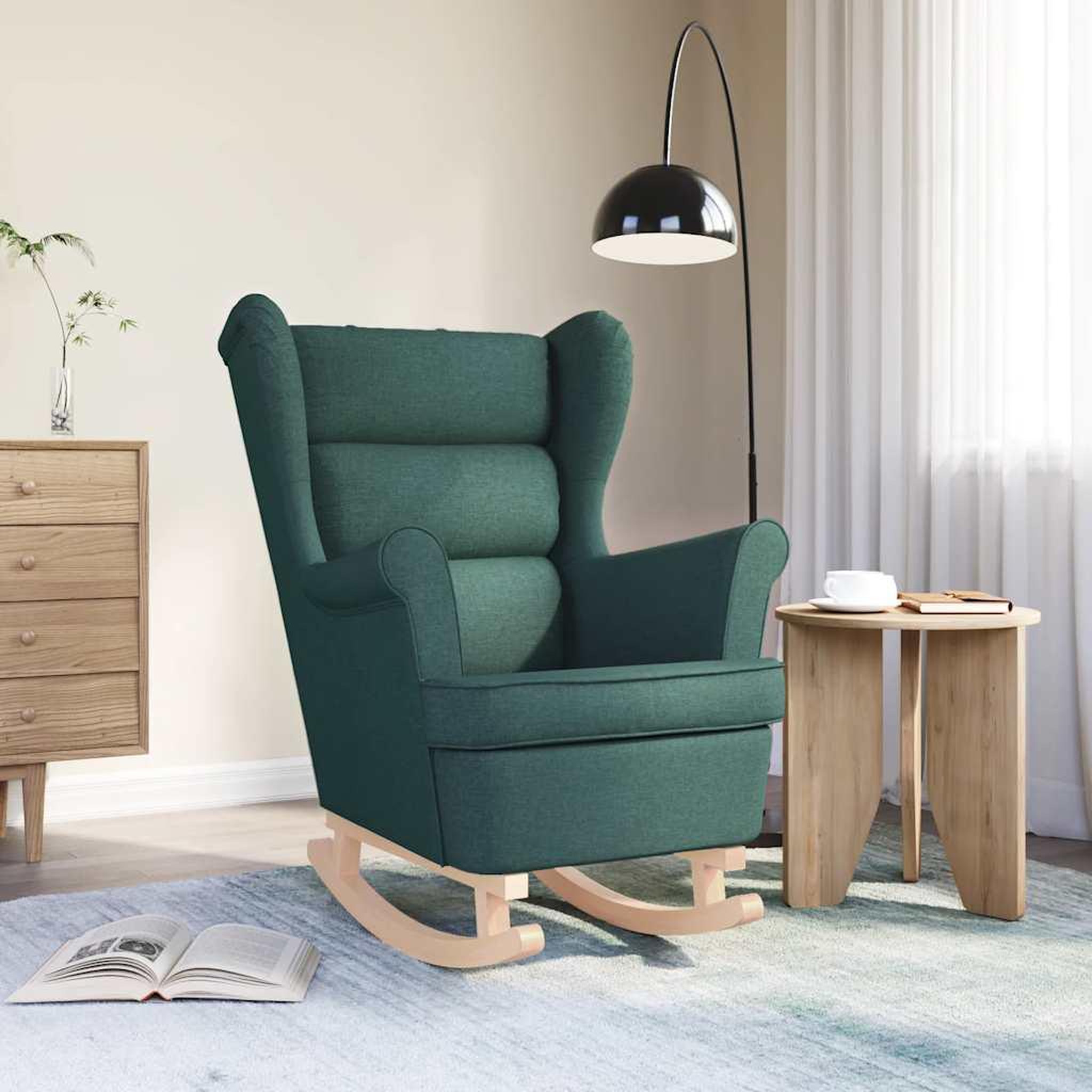 Voir la diapositive 3 : VIDAXL Chaise a bascule vert fonce 74x90x102 cm tissu