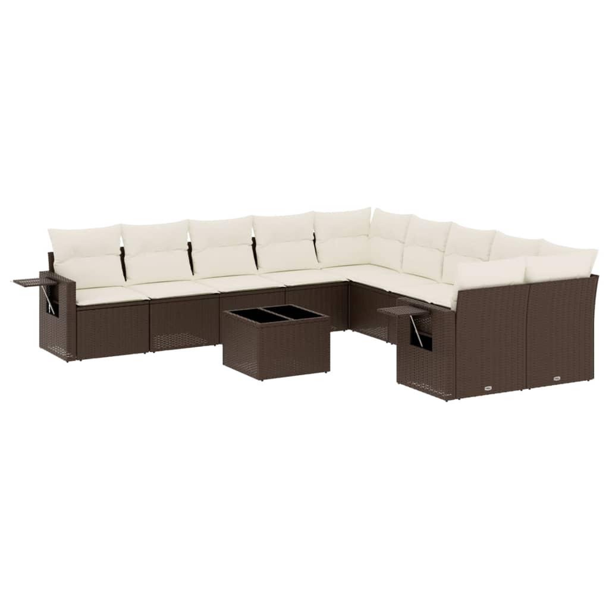 Voir la diapositive 2 : VIDAXL Salon de jardin et coussins 11 pcs marron resine tressee