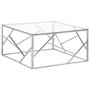 Voir la diapositive 1 : VIDAXL Table basse argente acier inoxydable et verre trempe