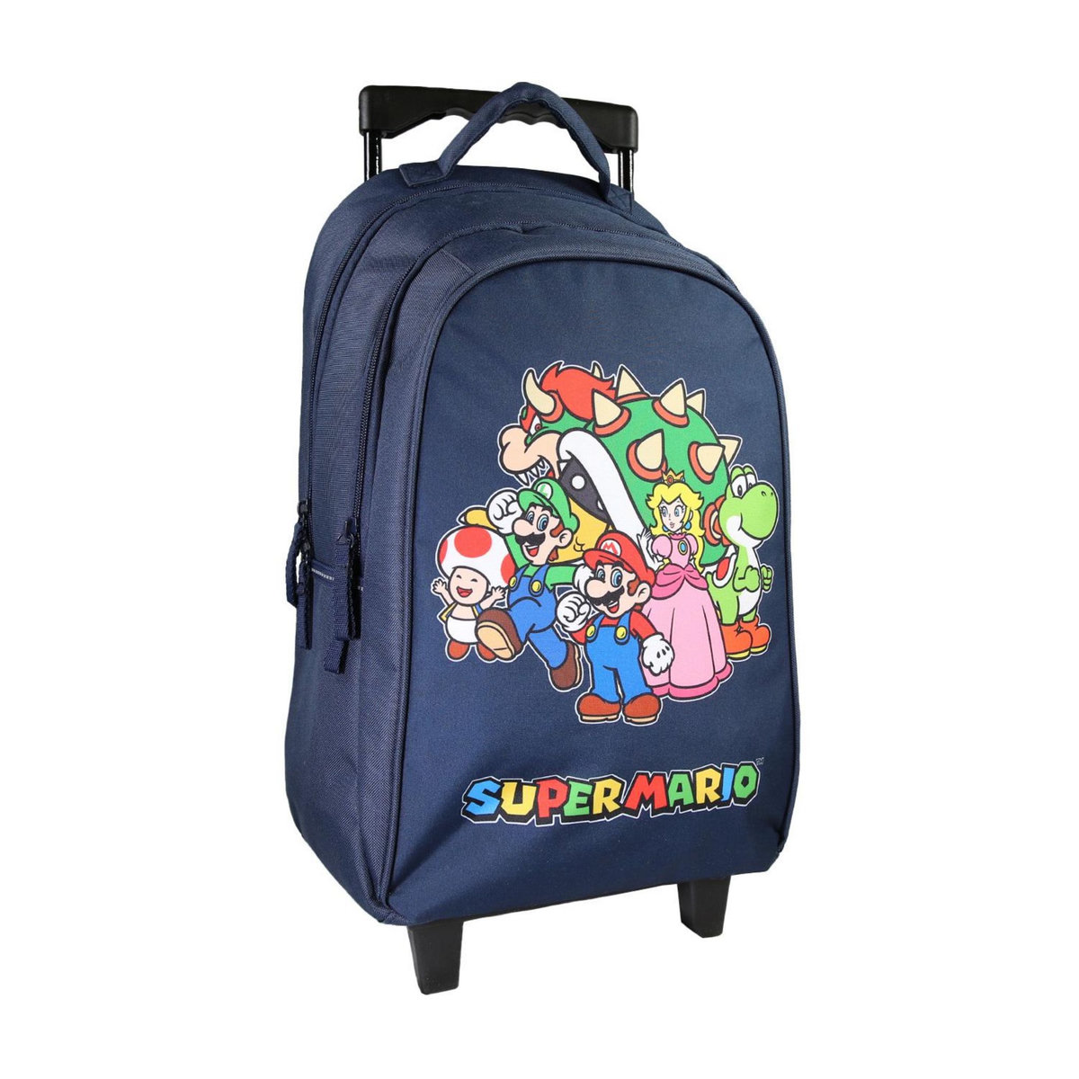 Bagtrotter Bagtrotter - Super Mario - Sac à Dos Scolaire - Sac à Dos à Roulettes -  Marine - 2 Compartiments Zippés - 1 Poche Bouteille - 33x16x45cm - Bretelles Matelassées - Dos Matelassé - Matière Polyester - Sac à Dos Scolaire Primaire