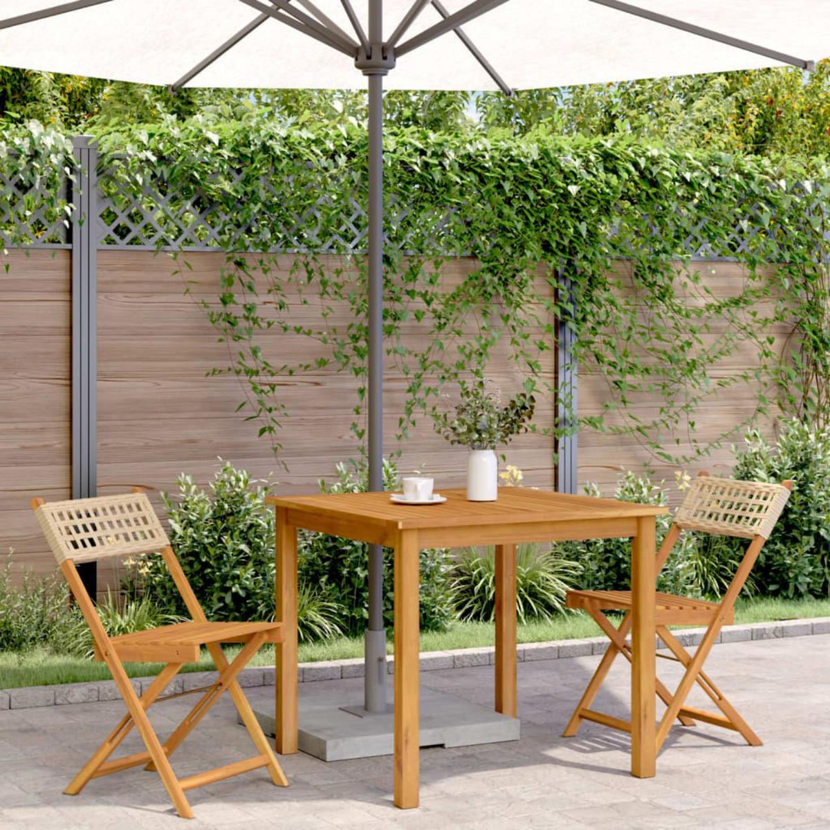 VIDAXL Chaises de bistrot lot de 2 beige bois massif d'acacia et rotin