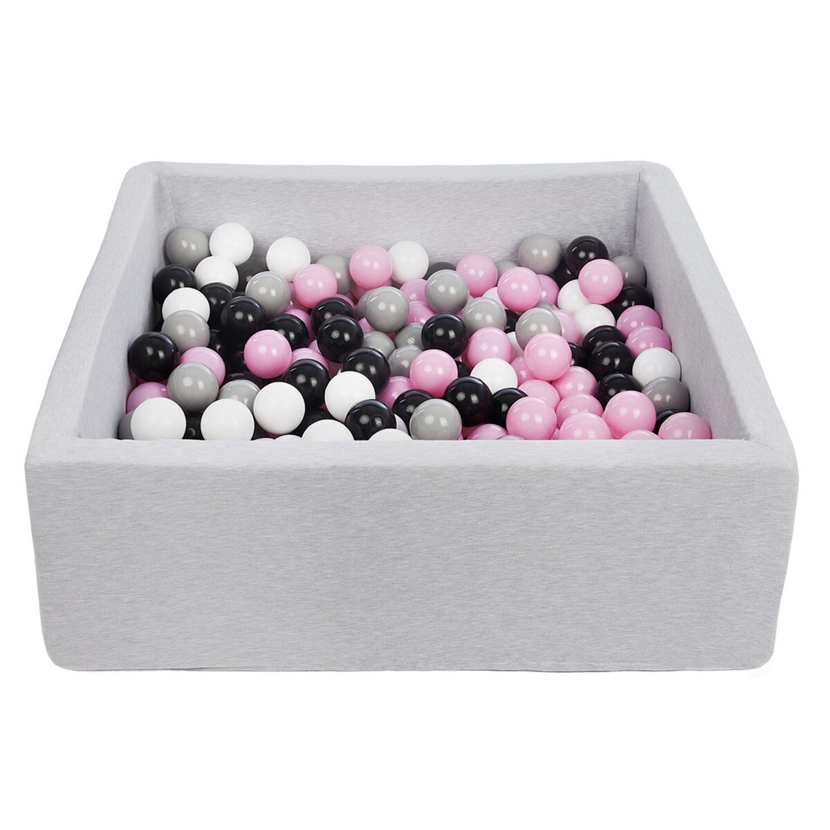  Piscine à balles pour enfant, 90x90 cm, Aire de jeu + 200 balles noir, blanc, rose clair,gris
