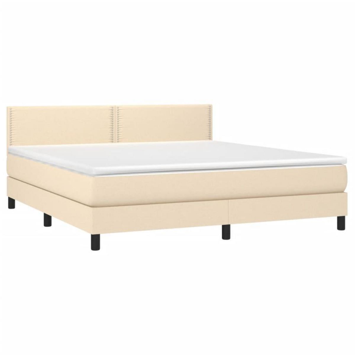 VIDAXL Sommier a lattes de lit avec matelas LED Creme 180x200 cm Tissu