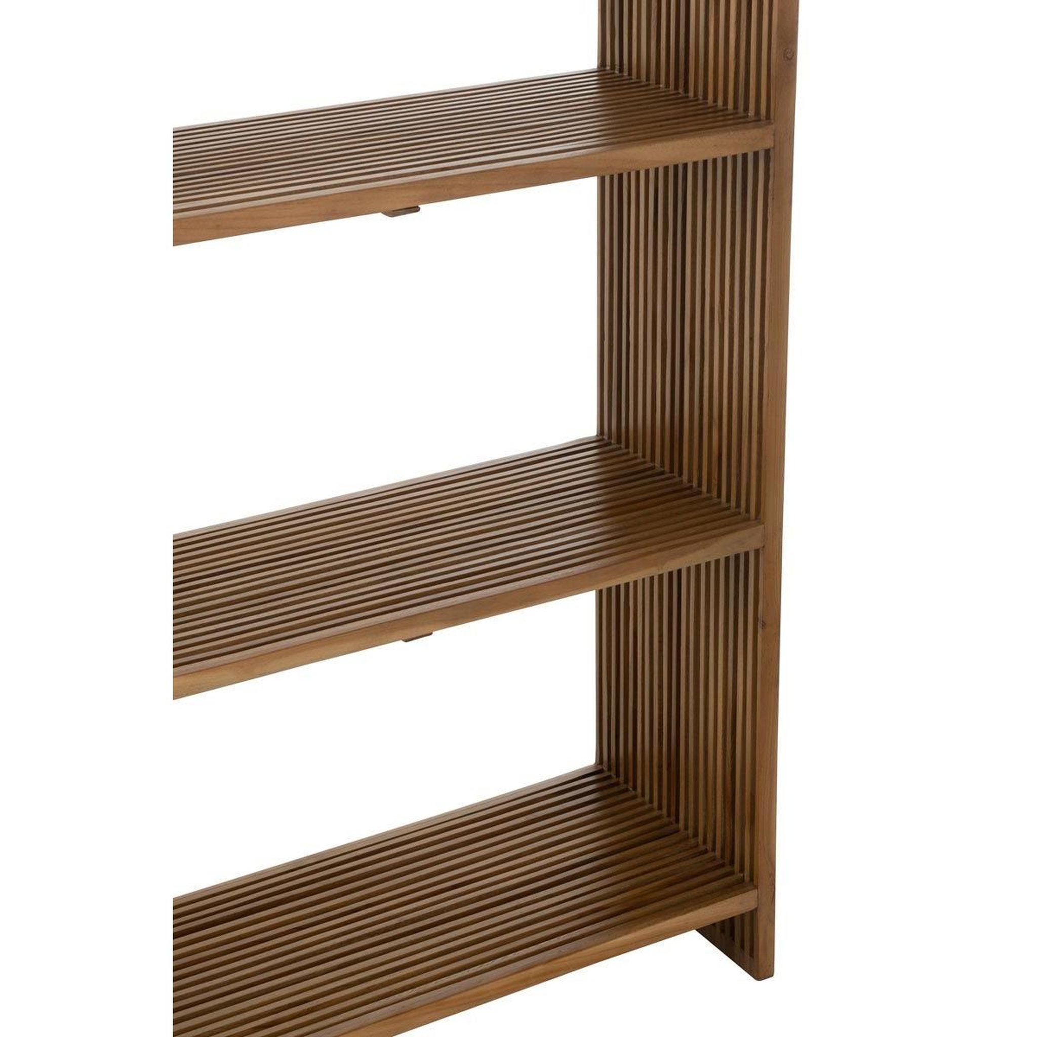 Voir la diapositive 5 : J-LINE Bibliothèque 4 niveaux en bois  teck  190cm naturel