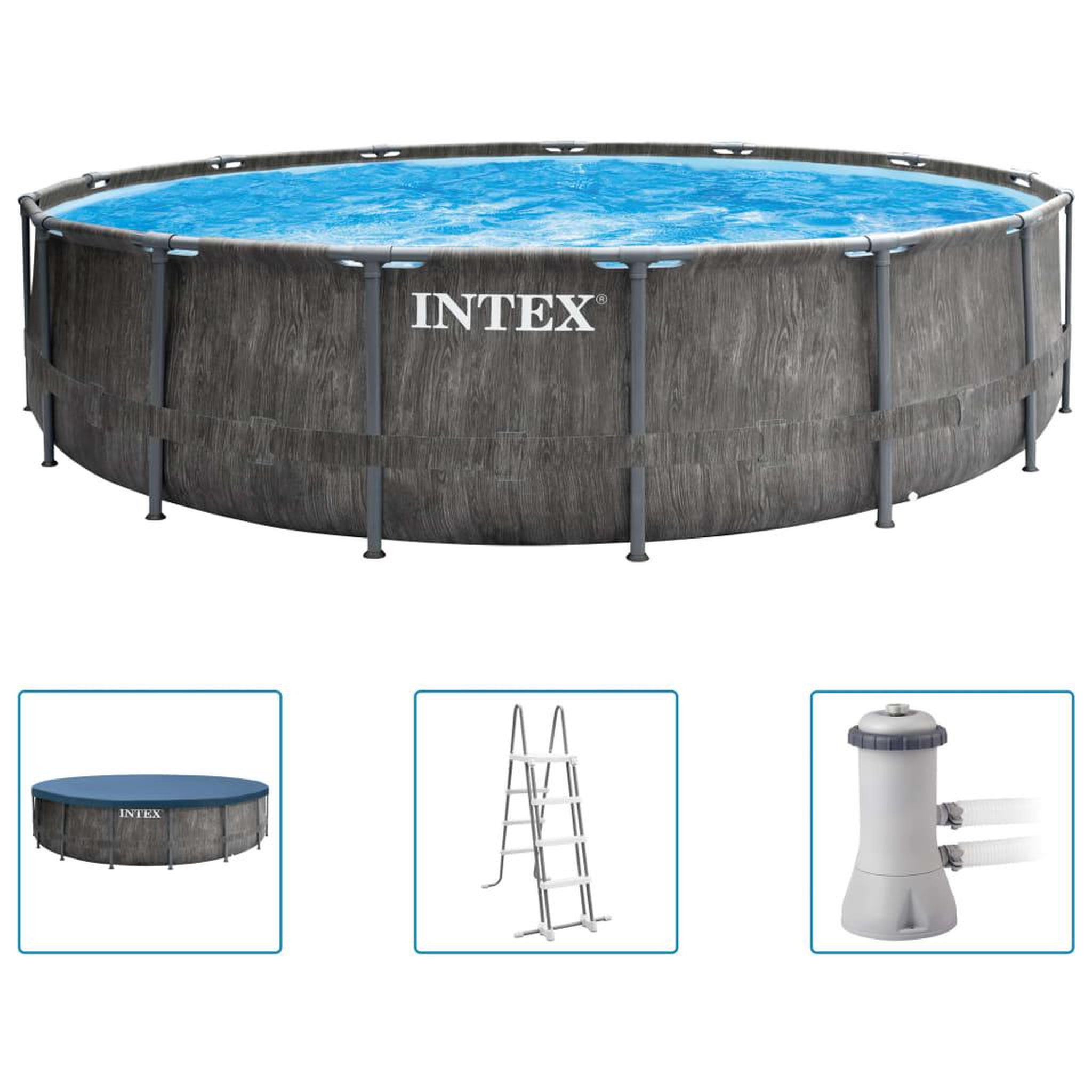 Voir la diapositive 1 : INTEX Intex Ensemble de piscine Greywood Prism Frame Premium 457x122 cm