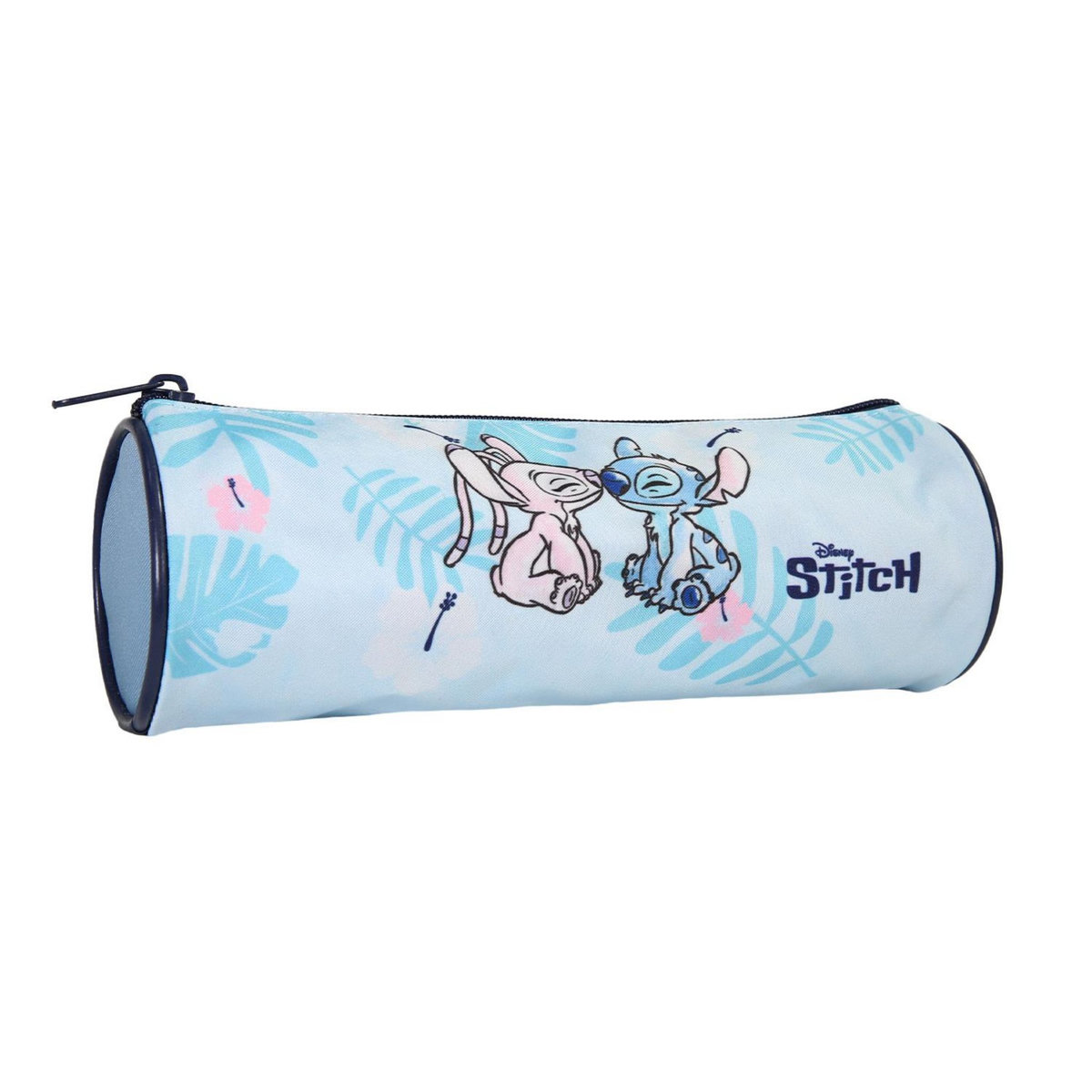 Bagtrotter Bagtrotter - Stitch - Stitch et Angel - Trousse Scolaire Ronde - Bleu - 1 Compartiment Zippé - 22x7x7cm - Matière Polyester - Accessoire et Papeterie Scolaire