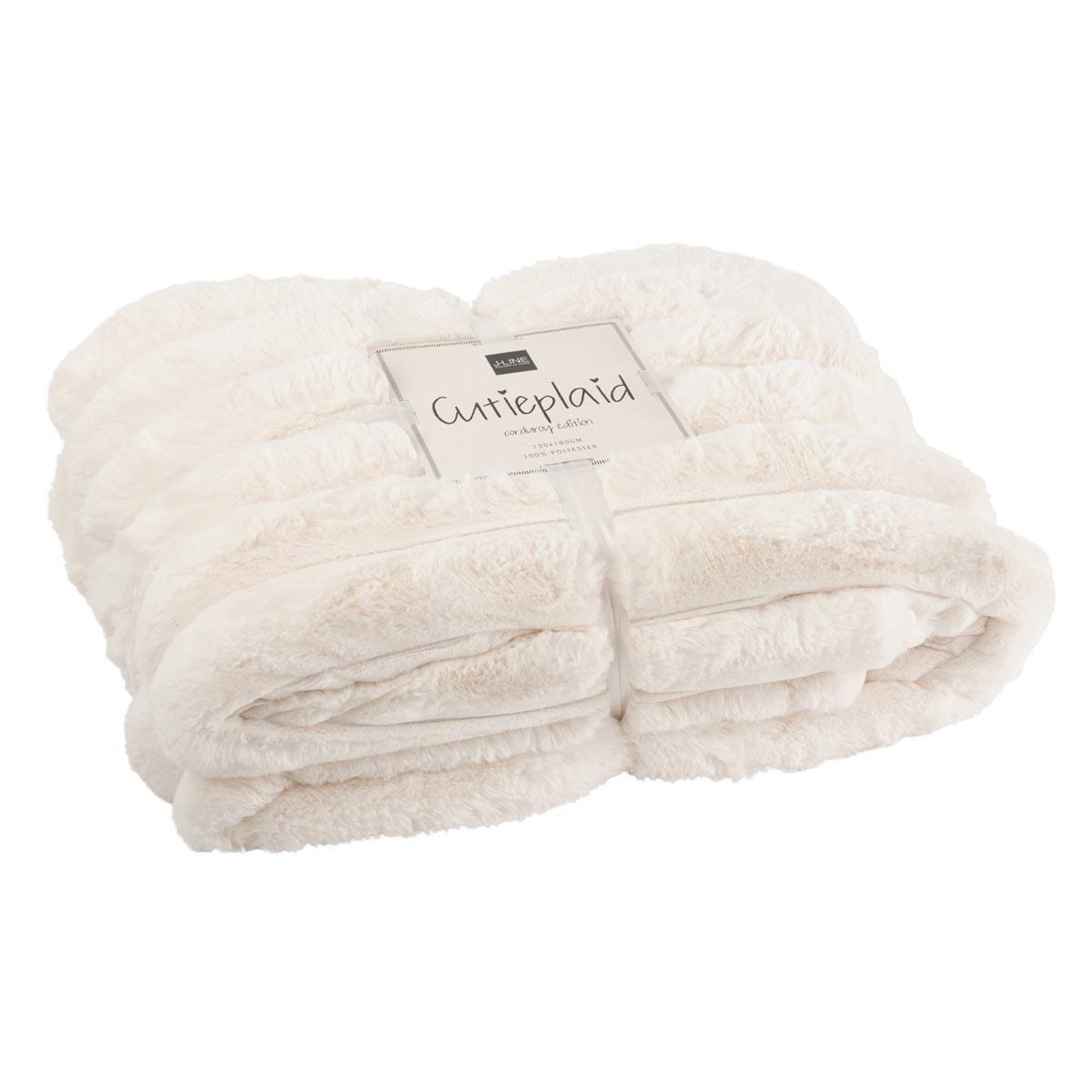 J-LINE Plaid design uni  corduroy  130x180cm blanc