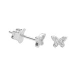 L'ATELIER D'AZUR Boucles d'Oreilles Argent 925/000 Rhodié - Papillon Pavé de Zirconiums