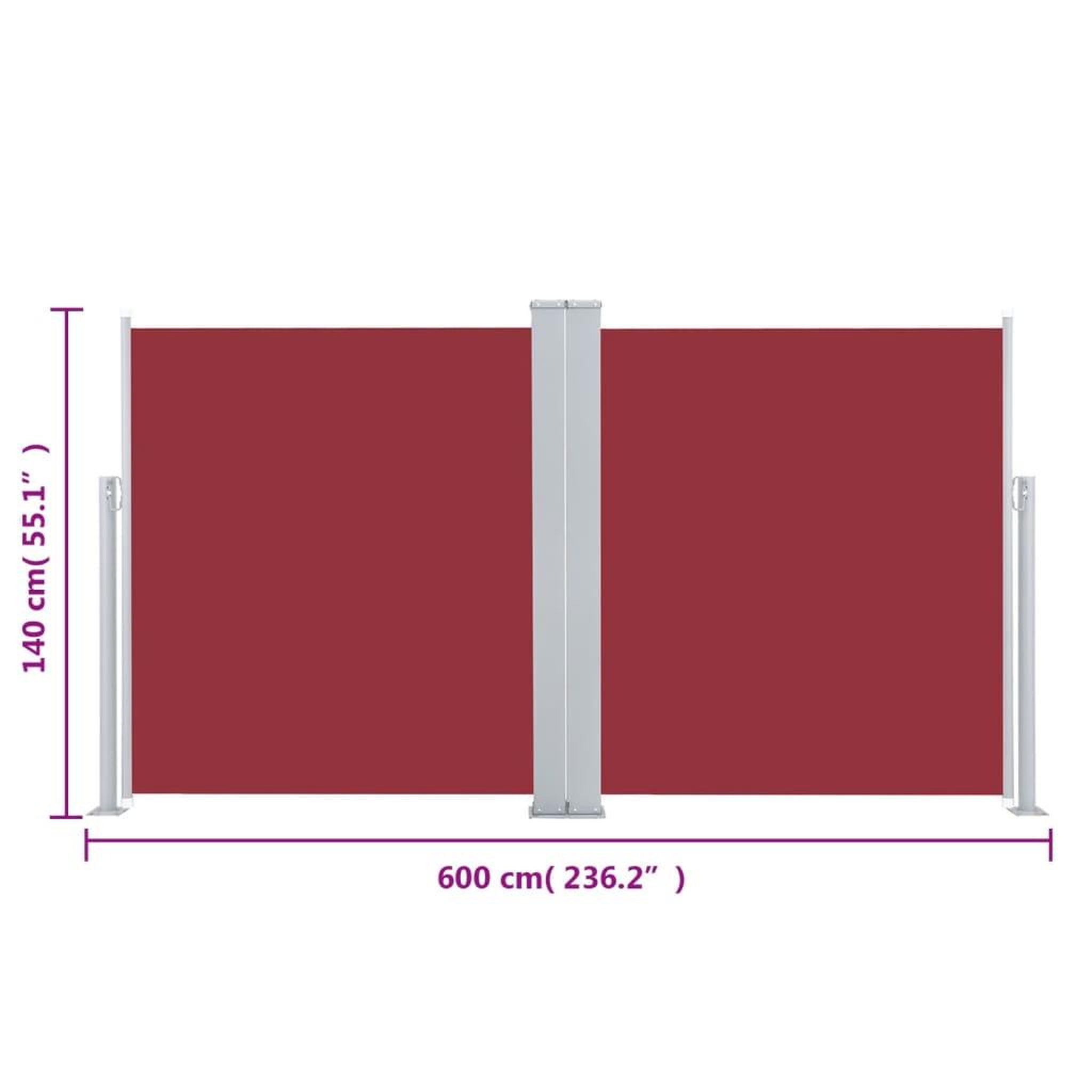 Voir la diapositive 6 : VIDAXL Auvent lateral retractable Rouge 140 x 600 cm