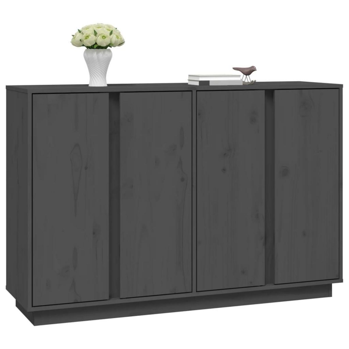 VIDAXL Buffet Gris 120x35x80 cm Bois massif de pin