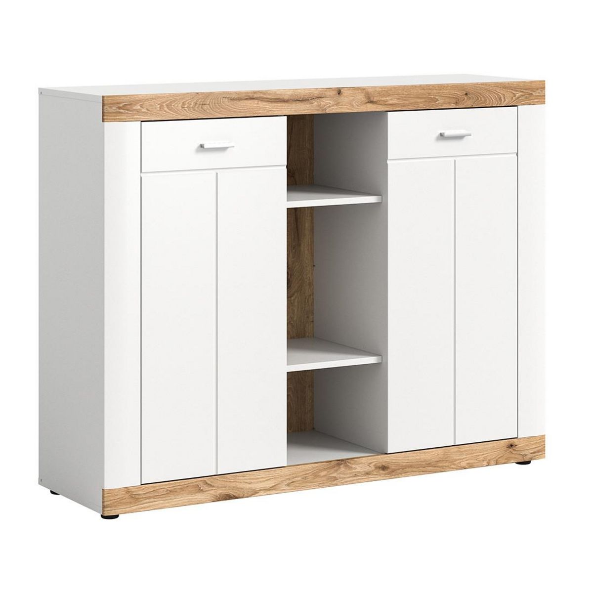BEST MOBILIER Coventry - buffet haut - blanc et effet bois - 104x131 cm