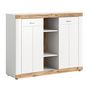 Voir la diapositive 1 : BEST MOBILIER Coventry - buffet haut - blanc et effet bois - 104x131 cm