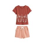 Petit Béguin Ensemble enfant t-shirt et short en gaze de coton Fiesta. Coloris disponibles : Orange