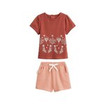 Petit Béguin Ensemble enfant t-shirt et short en gaze de coton Fiesta. Coloris disponibles : Orange