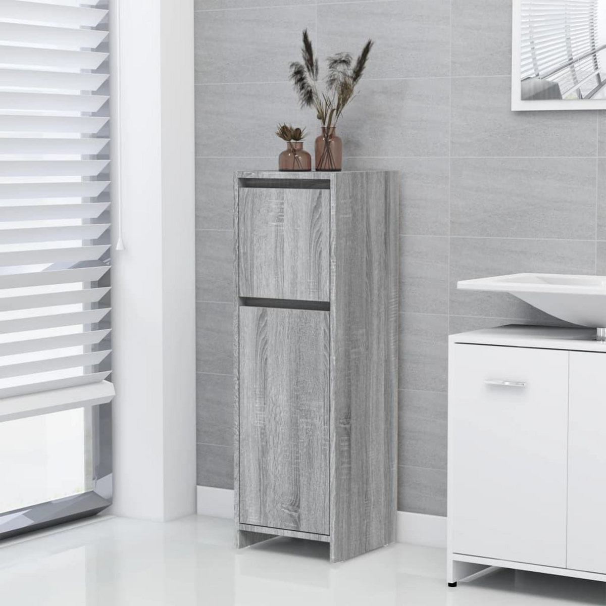 VIDAXL Armoire de bain Sonoma gris 30x30x95 cm Bois d'ingenierie