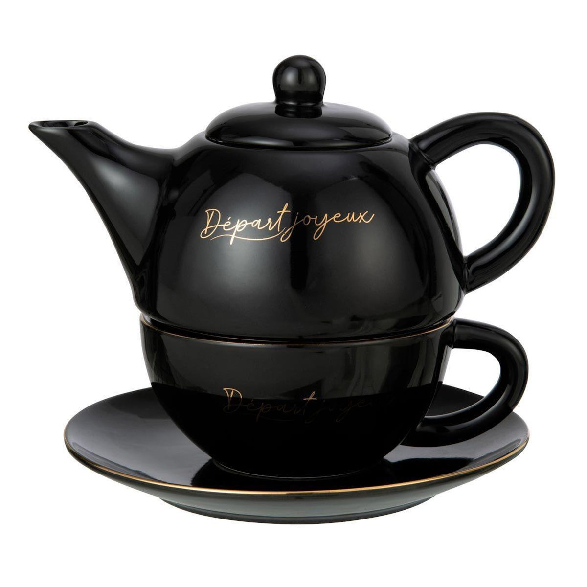 Paris Prix Théière avec Tasse & Sous-Tasse  Ilene  19cm Noir