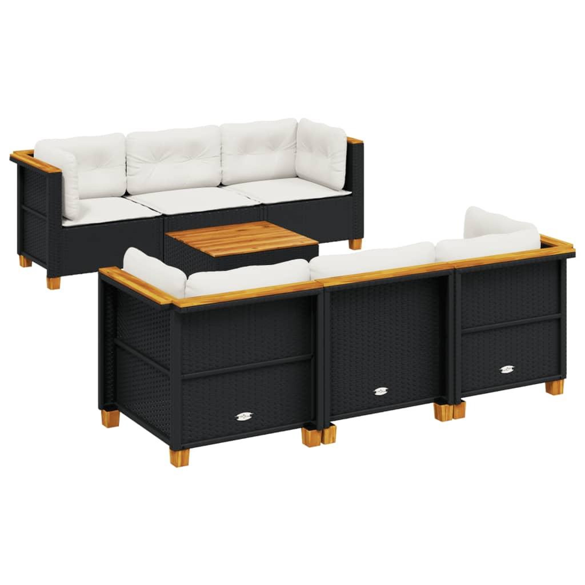 Voir la diapositive 2 : VIDAXL Salon de jardin 7 pcs avec coussins noir resine tressee