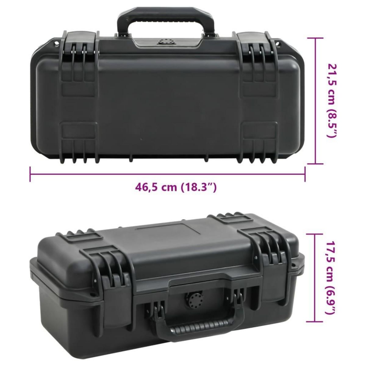 VIDAXL Valise de vol portable Noir 46,5x21,5x17,5 cm PP