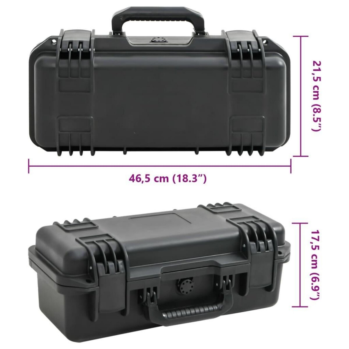 VIDAXL Valise de vol portable Noir 46,5x21,5x17,5 cm PP