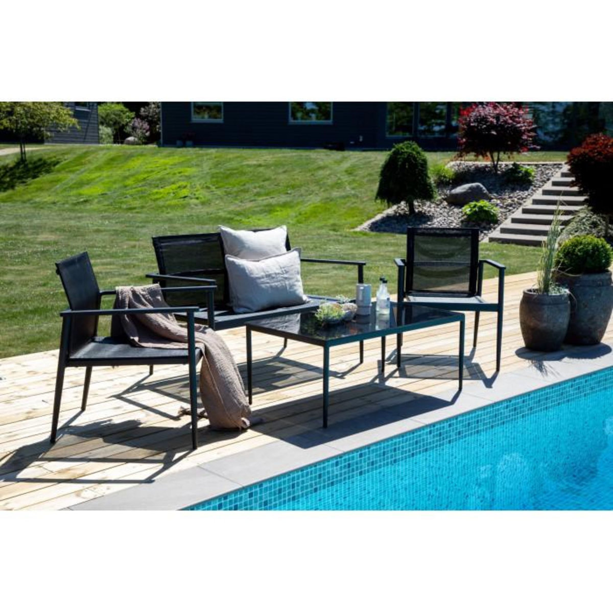 Paris Prix Salon de Jardin  Break  105cm Noir