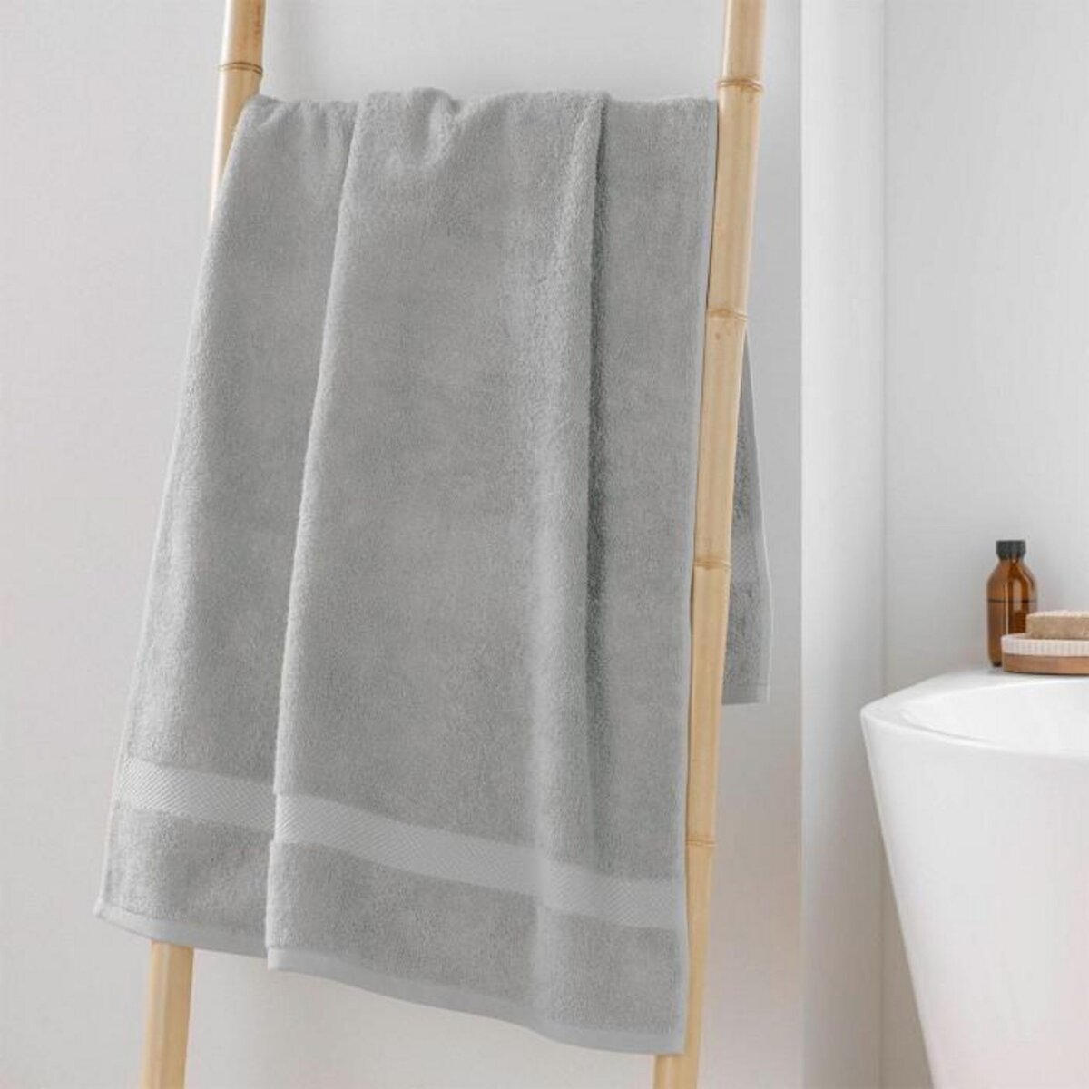 Paris Prix Drap de Douche  Elegance  70x130cm Gris Perle