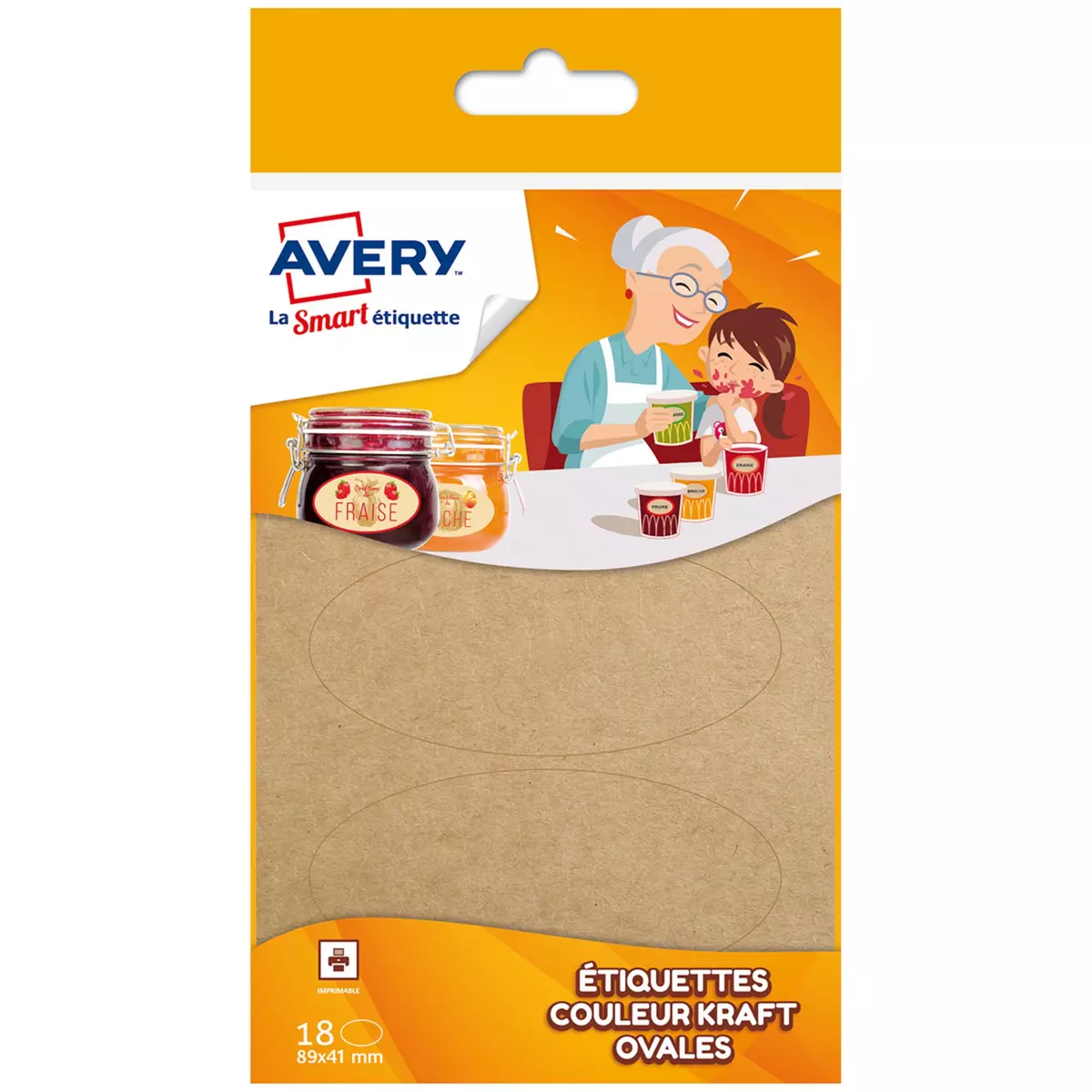 Avery France 18 étiquettes ovales brillantes - 41x89mm - marron