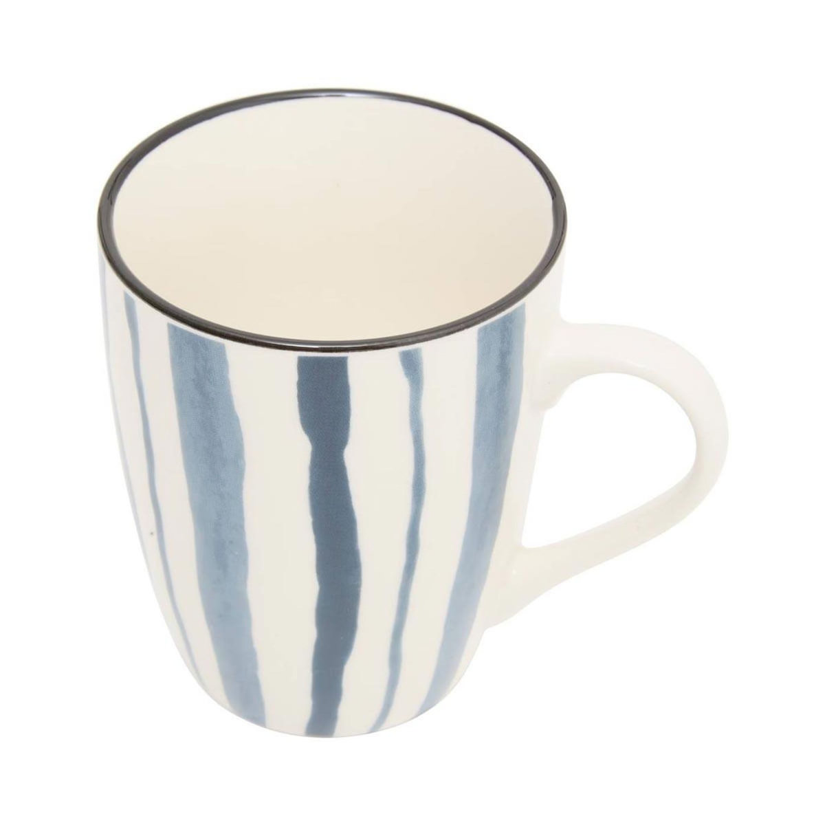 SECRET DE GOURMET Lot de 6 Mugs en Porcelaine  Umami Rayure  31cl Bleu
