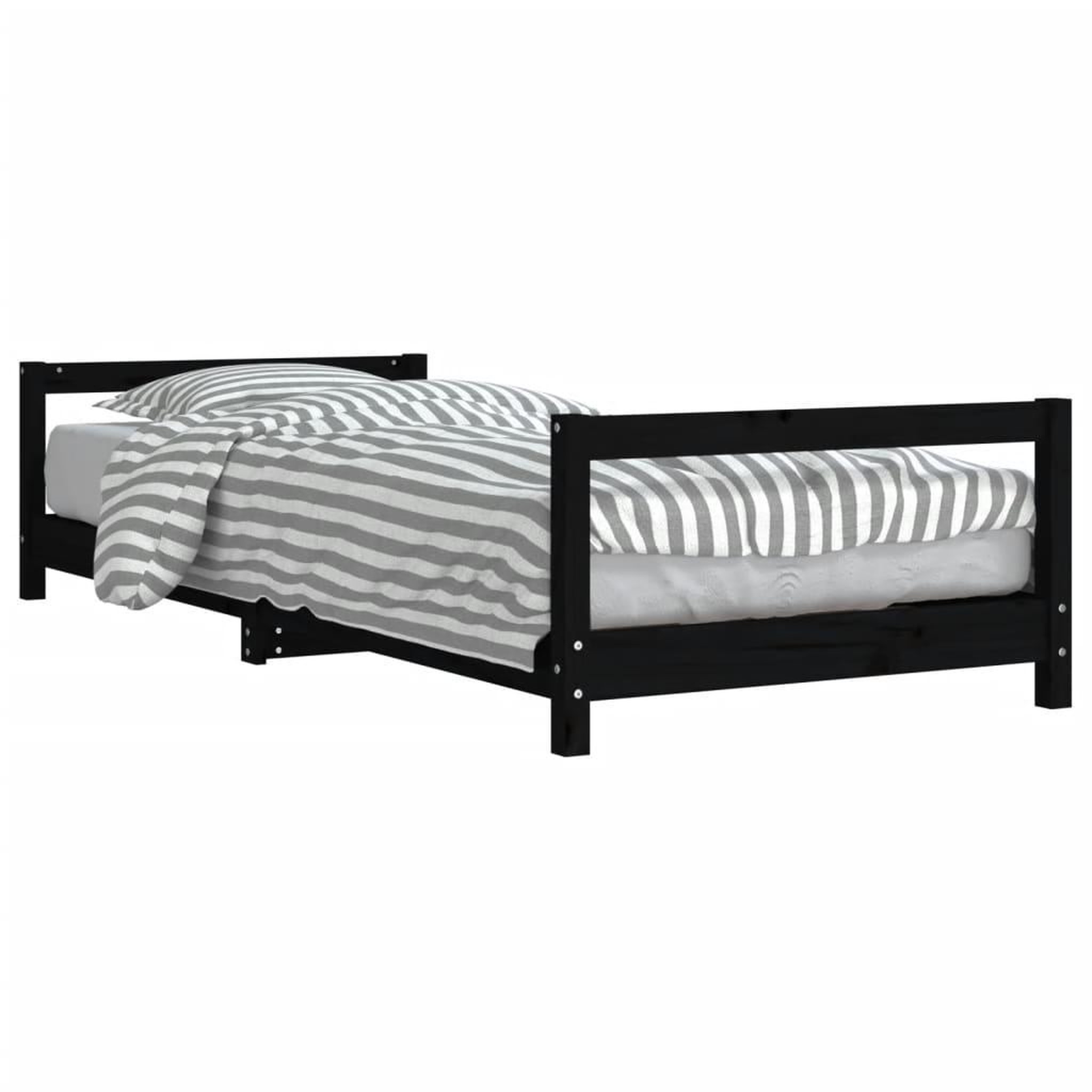 Voir la diapositive 2 : VIDAXL Cadre de lit pour enfants noir 90x190 cm bois de pin massif