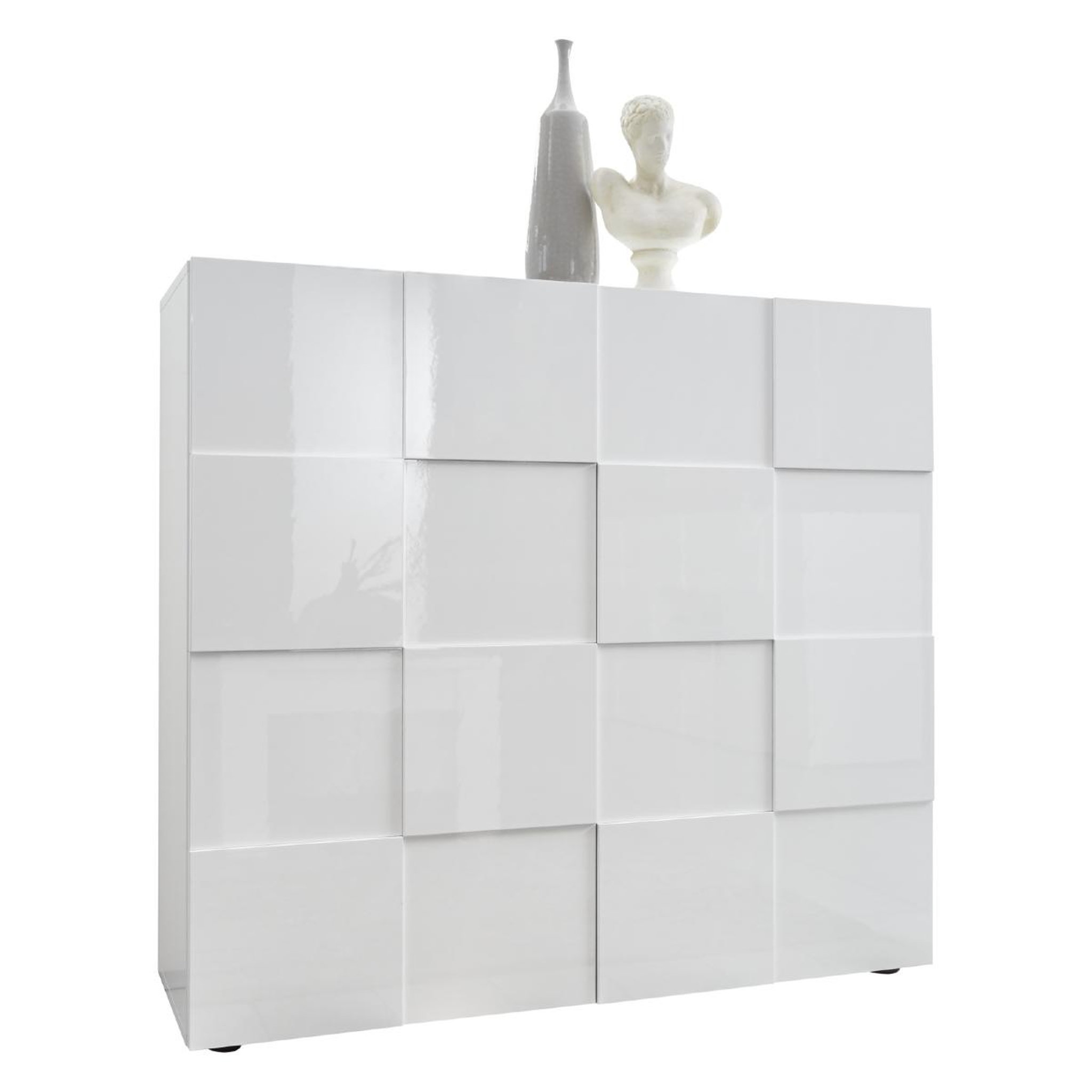 JLC KREATION Buffet haut design laqué blanc 2 portes MADO