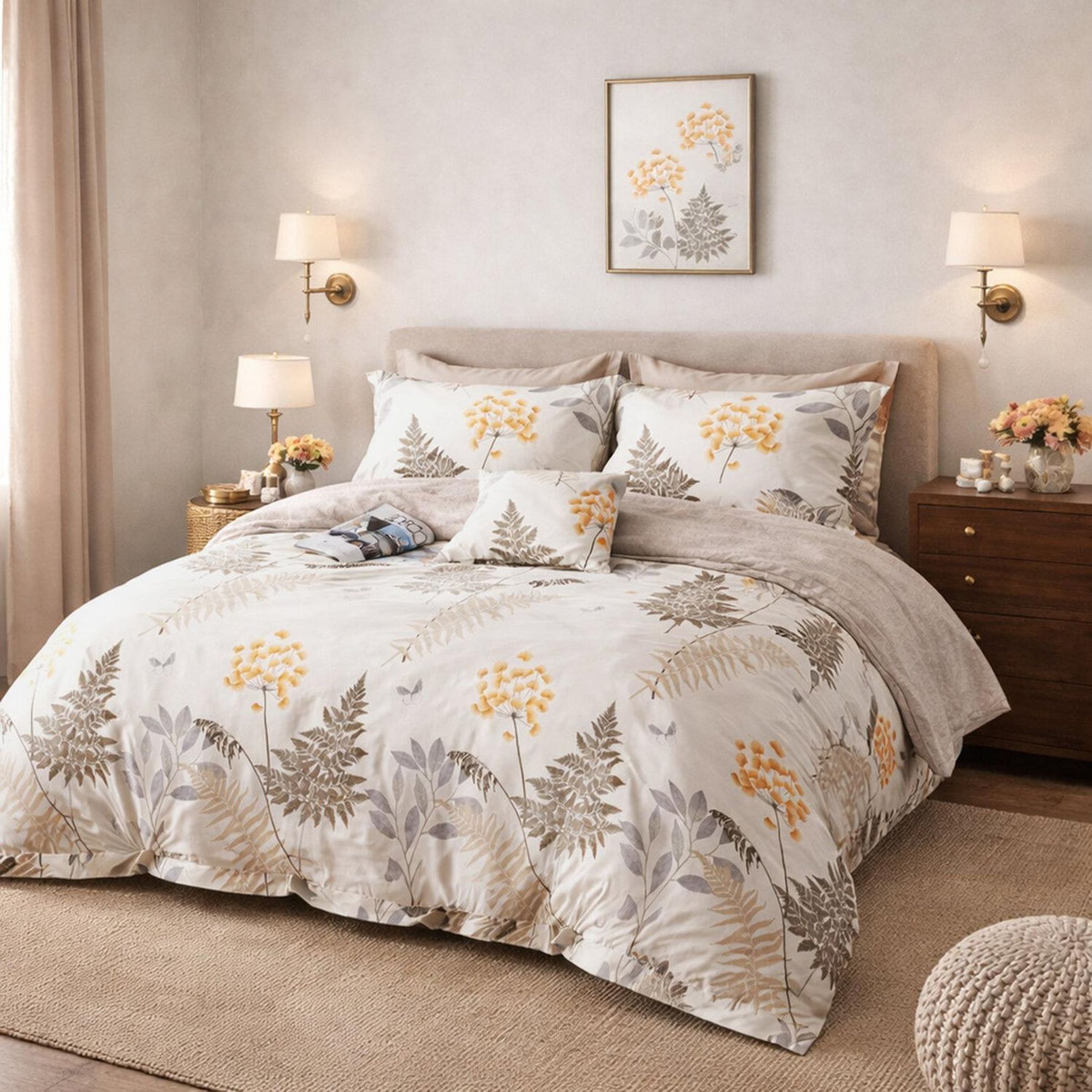 Home collection Parure housse de couette 3 pcs 240x220 cm en percale de coton 80 fils Tila