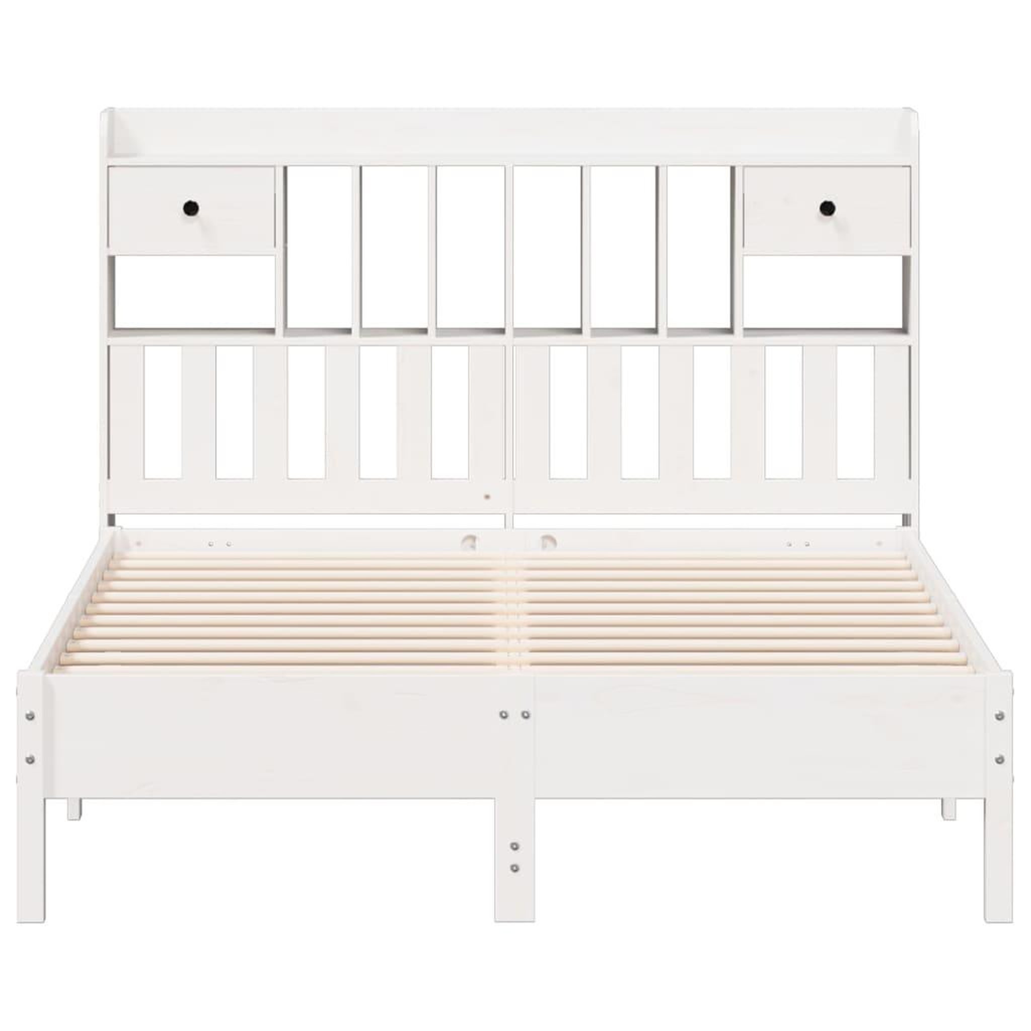 Voir la diapositive 4 : VIDAXL Lit bibliotheque sans matelas blanc 140x200 cm bois pin massif