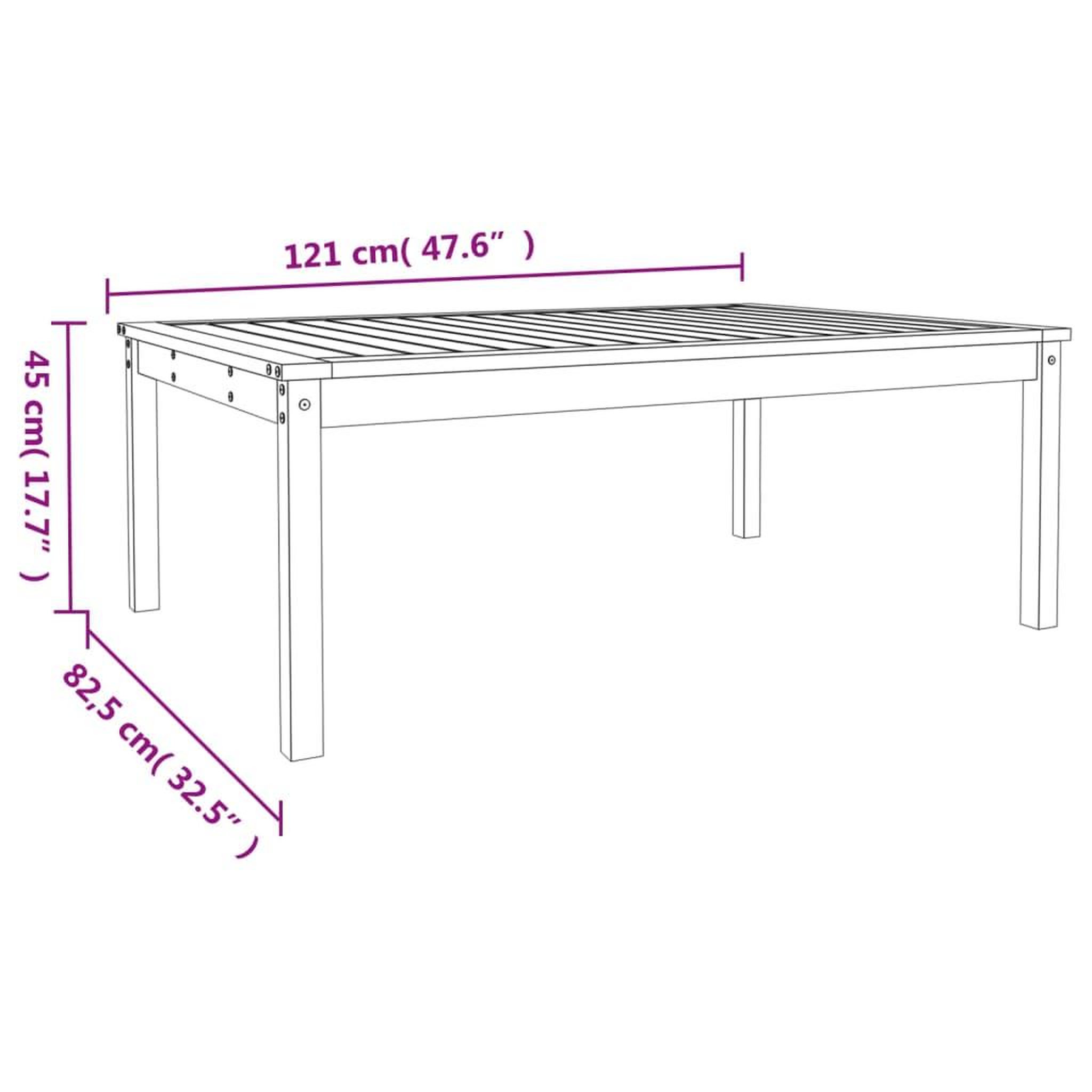 Voir la diapositive 6 : VIDAXL Table de jardin 121x82,5x45 cm bois massif de pin