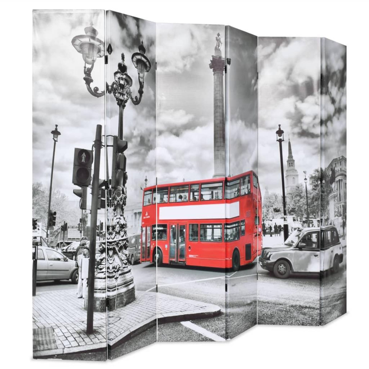VIDAXL Cloison de separation 228 x 170 cm Bus londonien Noir et blanc
