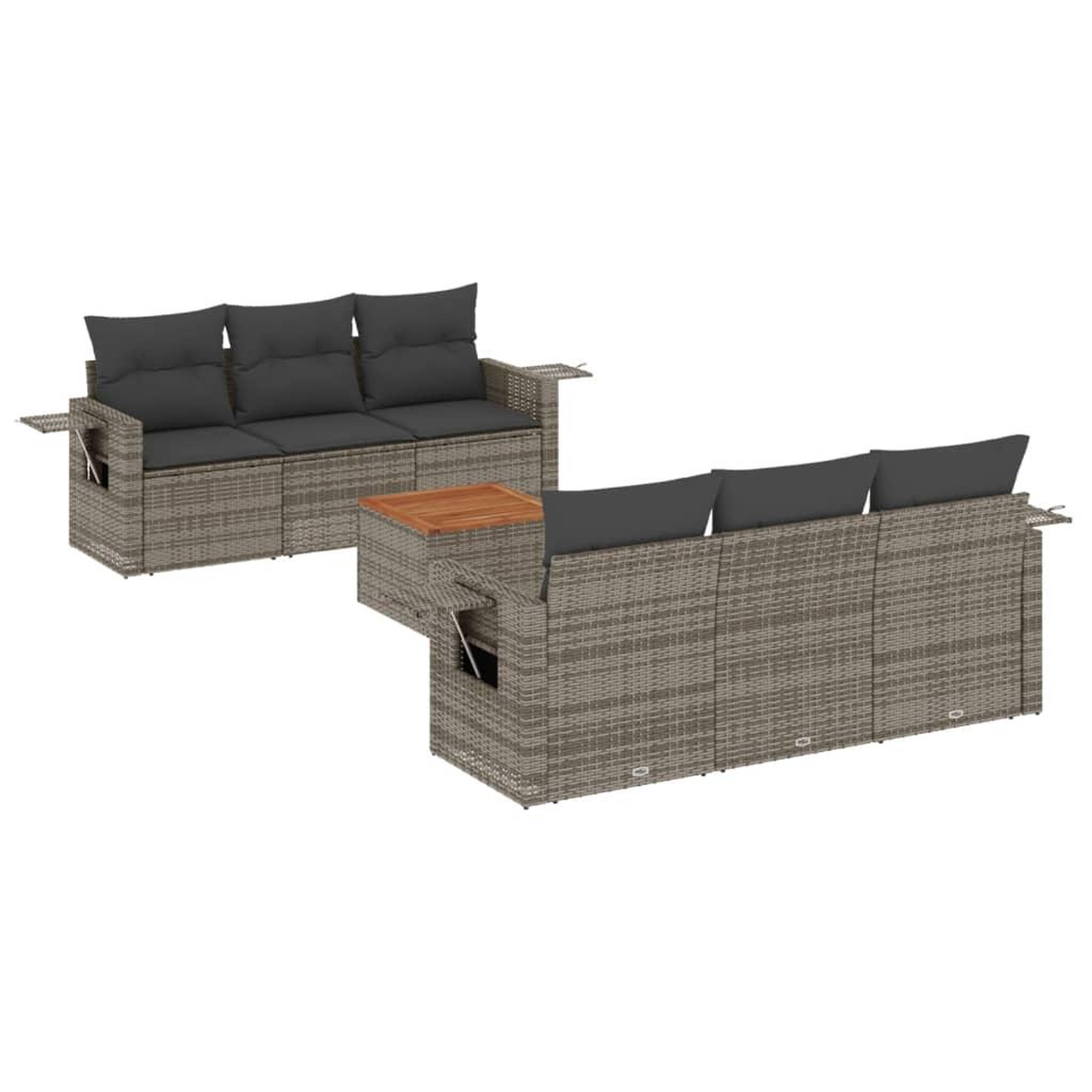Voir la diapositive 2 : VIDAXL Salon de jardin avec coussins 7 pcs gris resine tressee