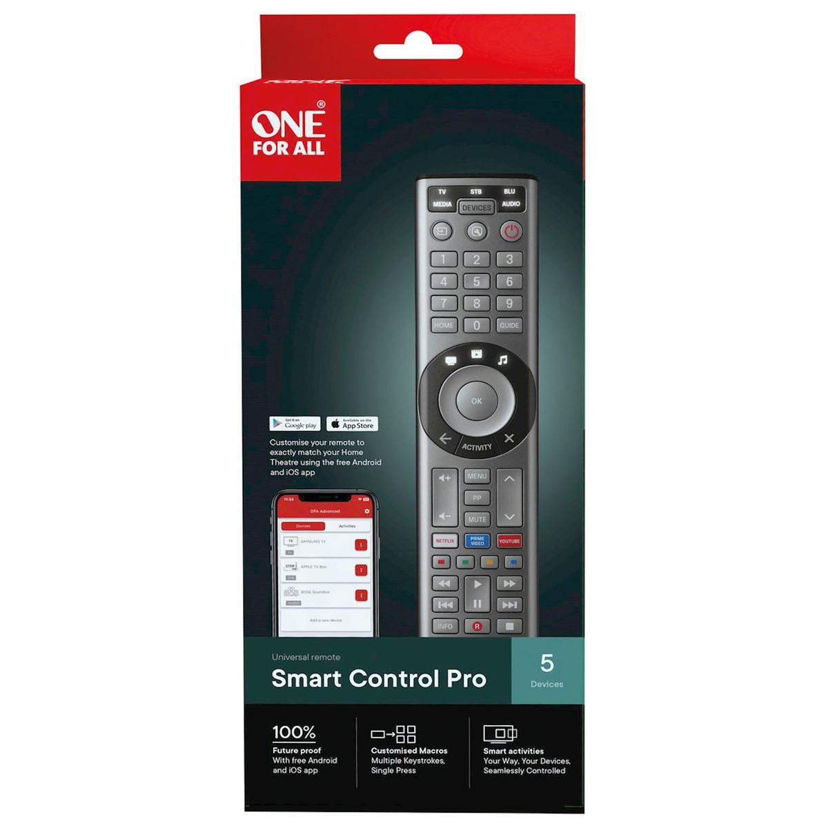 One For All Télécommande Universelle Smart Control Pro 5en1
