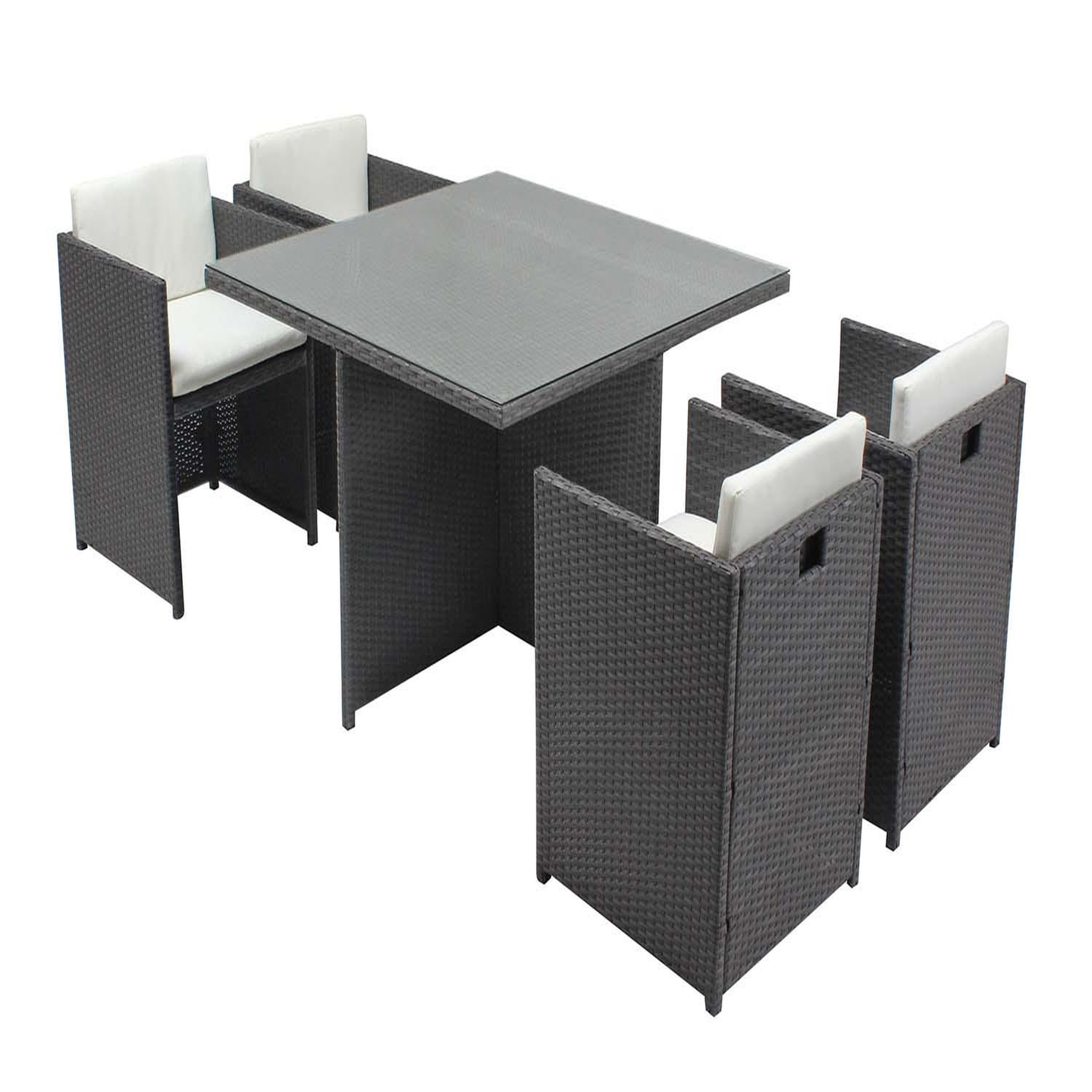 CONCEPT USINE Table et chaises 4 places encastrables en résine gris-blanc miami
