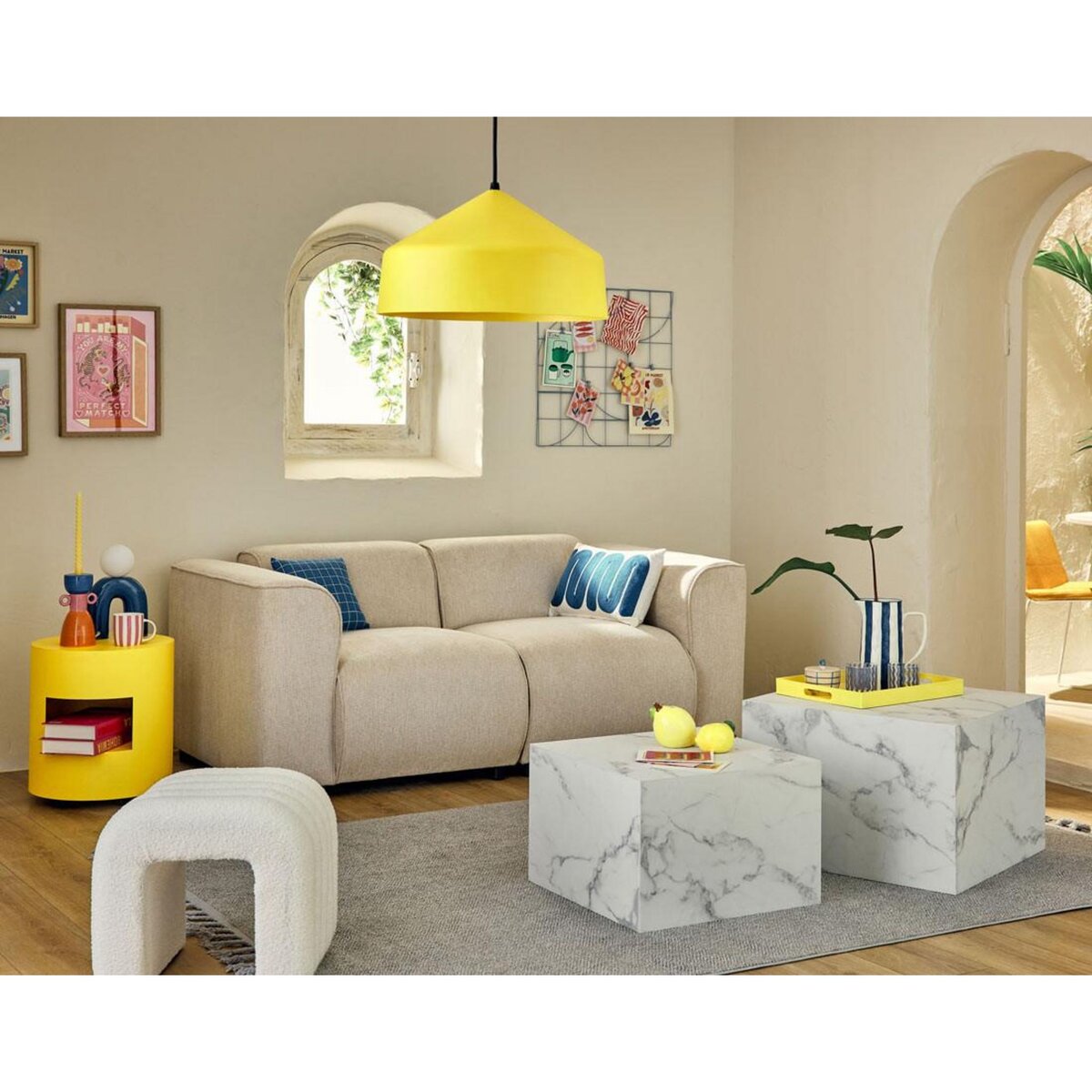 LISA DESIGN Suaro - module d'assise d'angle gauche en tissu texturé