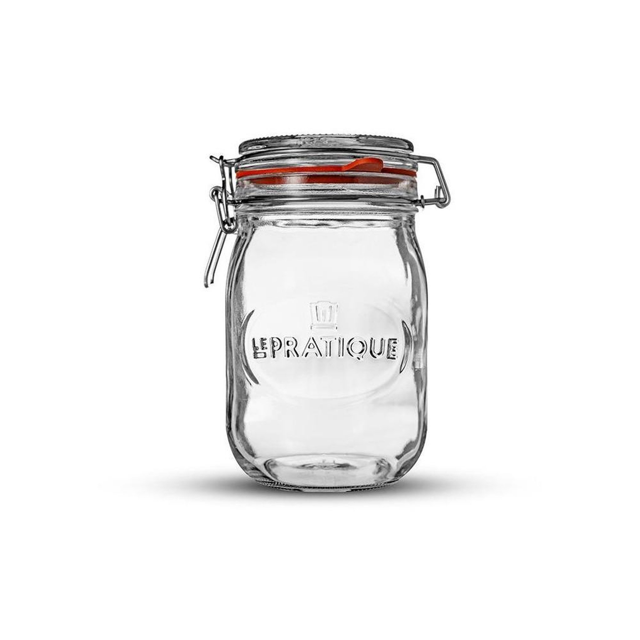 LE PRATIQUE Bocaux à armature en verre 1 l ø85 mm, fermeture à clamp, pack de 6