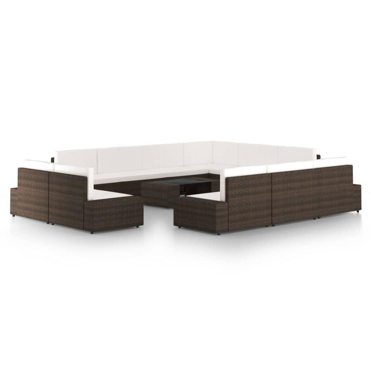 VIDAXL Salon de jardin 12 pcs avec coussins Marron Resine tressee