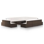 VIDAXL Salon de jardin 12 pcs avec coussins Marron Resine tressee