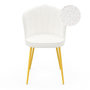 Voir la diapositive 3 : ID MARKET Lot de 2 chaises coquillage ADELAIDE bouclette blanche pieds dorés