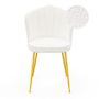 Voir la diapositive 3 : ID MARKET Lot de 2 chaises coquillage ADELAIDE bouclette blanche pieds dorés