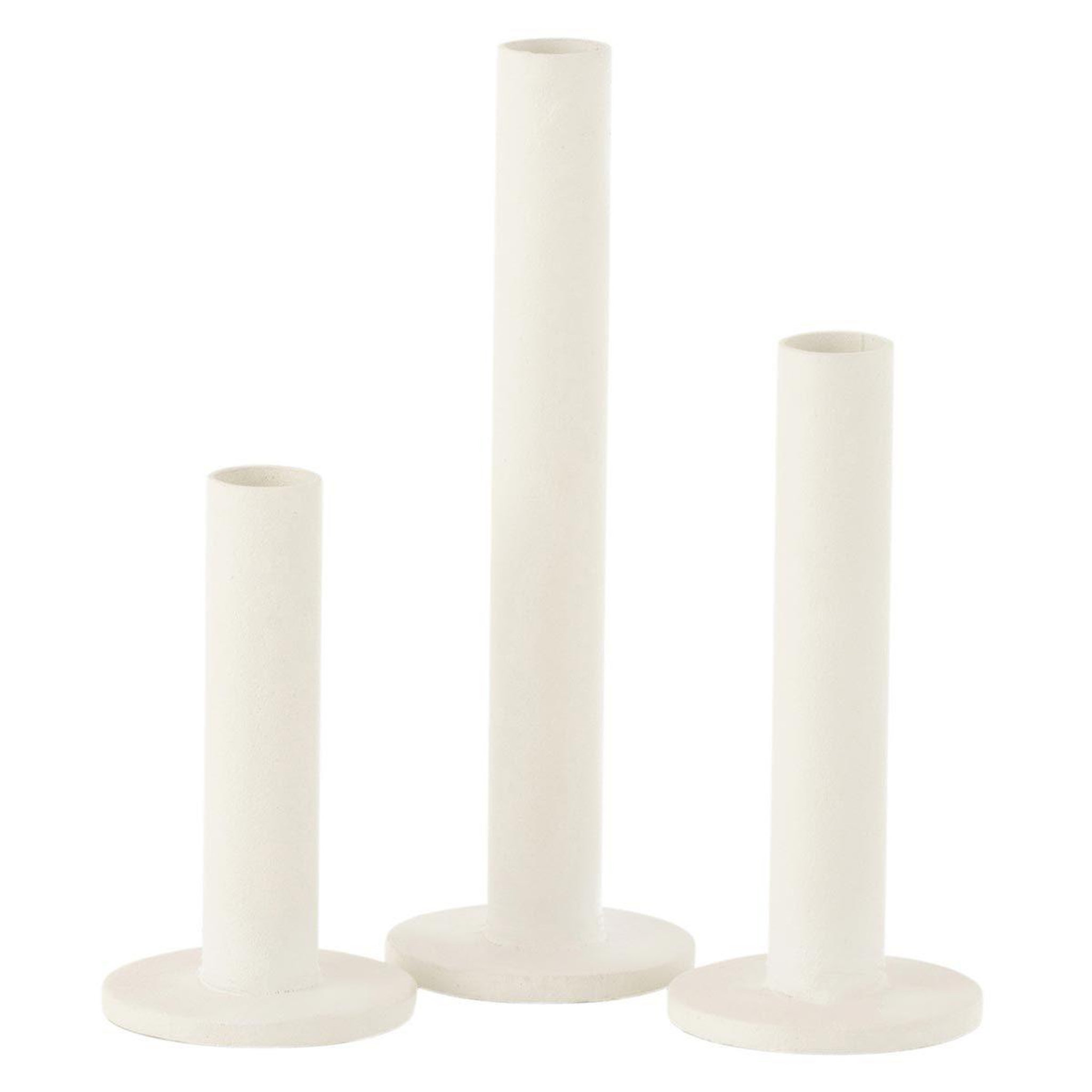 Voir la diapositive 1 : J-LINE Lot de 3 chandeliers déco  mat  21cm blanc