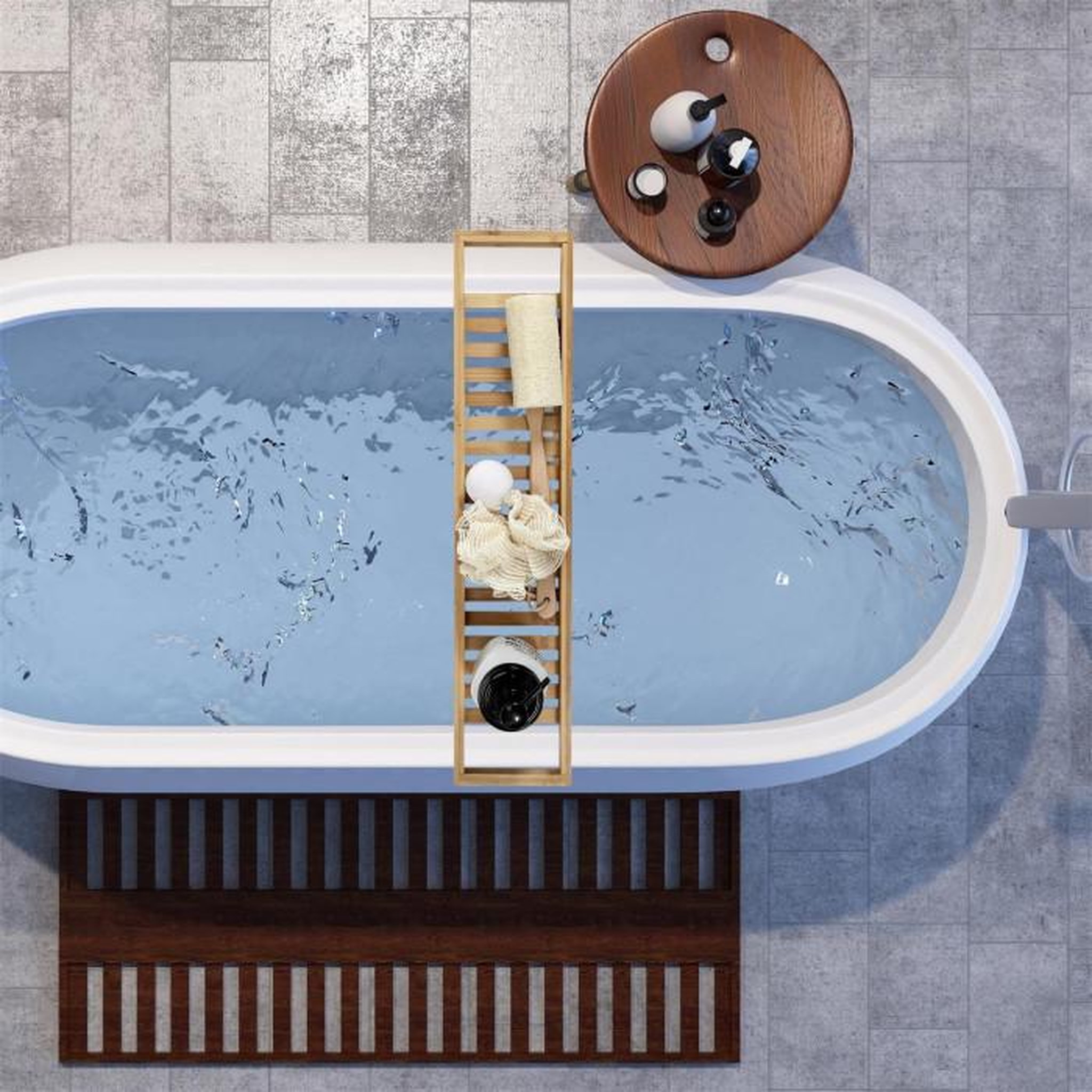Voir la diapositive 2 : Cosmetic Club Plateau pour baignoire  bambou  68cm naturel