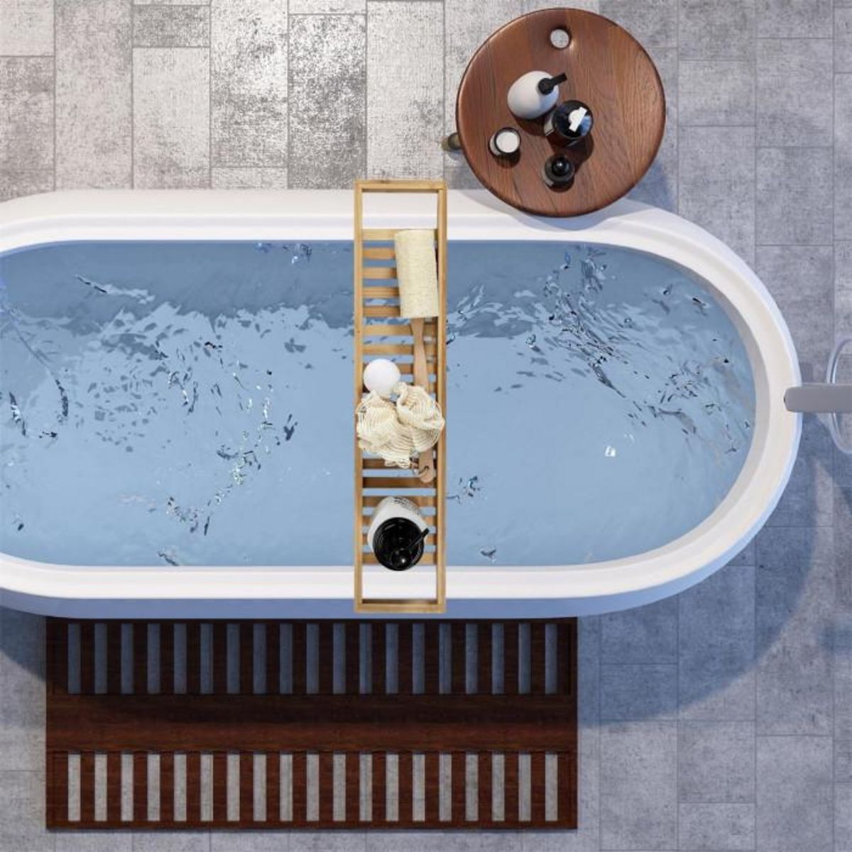 Paris Prix Plateau pour Baignoire  Bambou  68cm Naturel