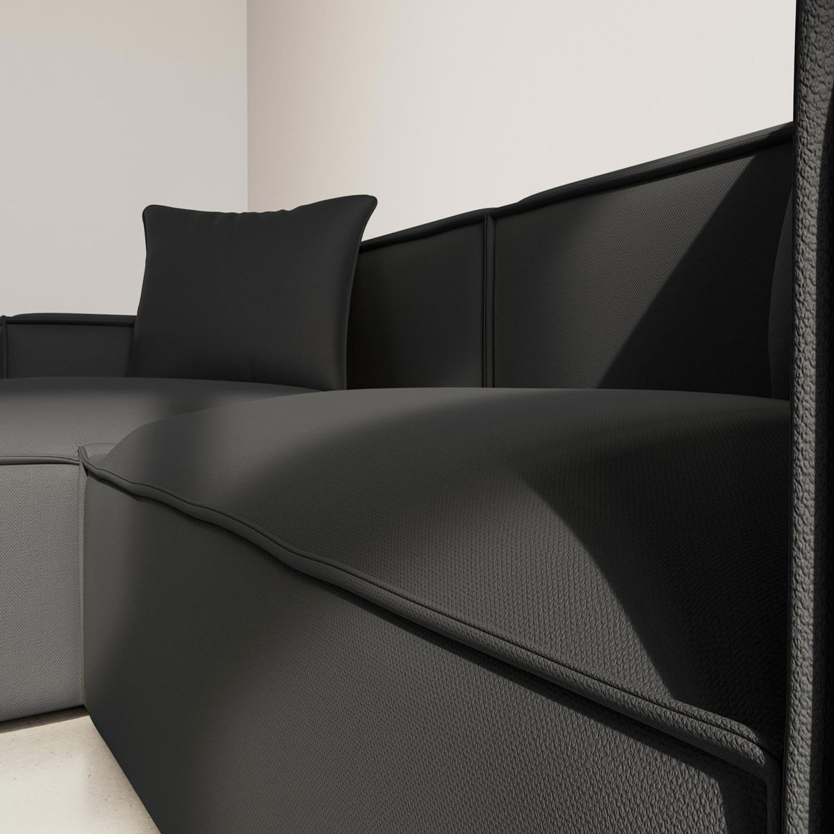 BEST MOBILIER Atlas - canapé d'angle réversible 4 places en velours texturé