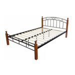 HomeStyle4U Design metal lit double 140 x 200 cadre de lit lattes bois neuf
