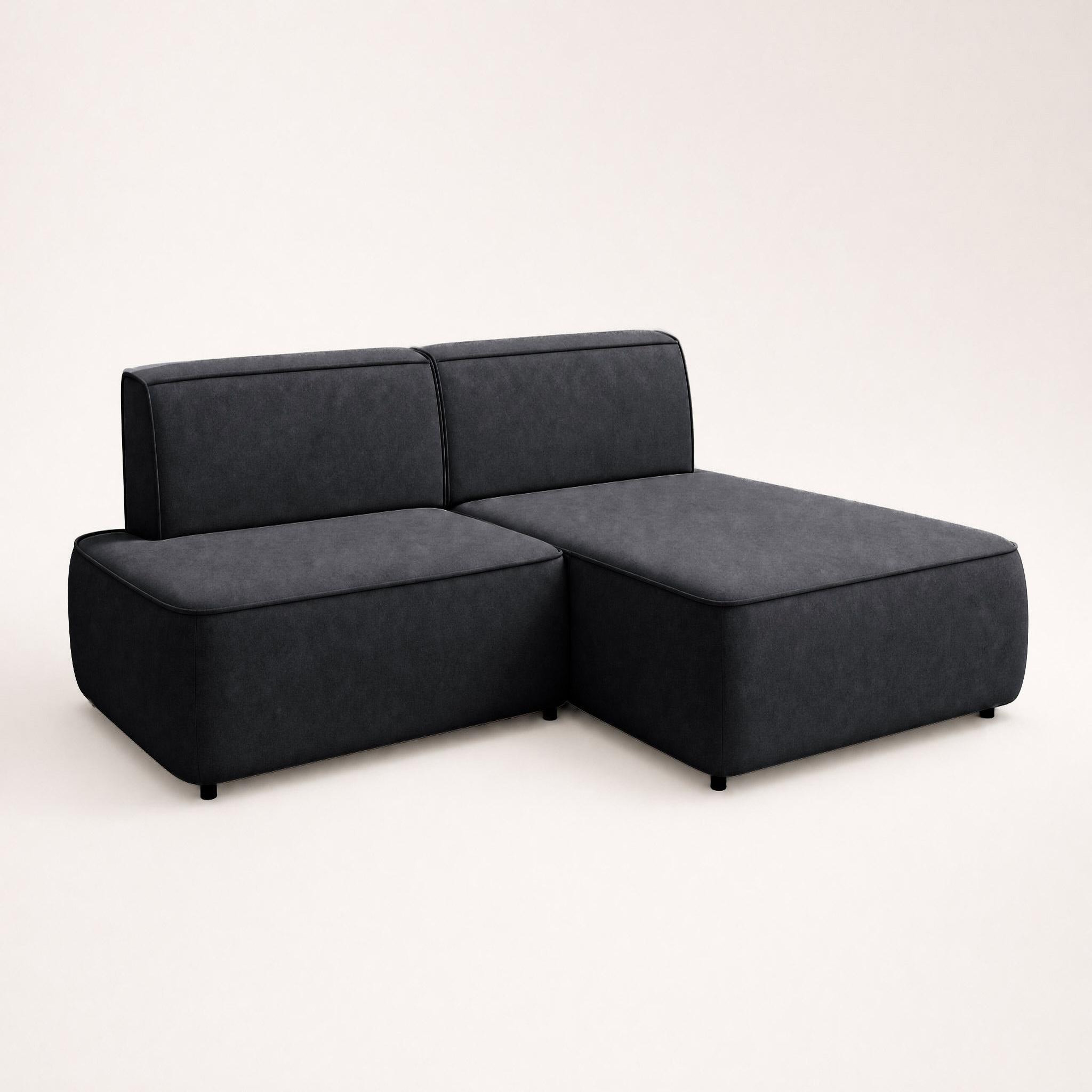 Voir la diapositive 3 : BEST MOBILIER Lisette - canapé d'angle droit 4 places convertible avec coffre en velours