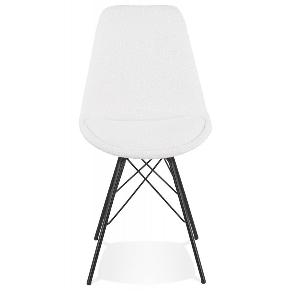 Paris Prix Chaise Design en Tissu Bouclé  Cathleen  83cm Blanc